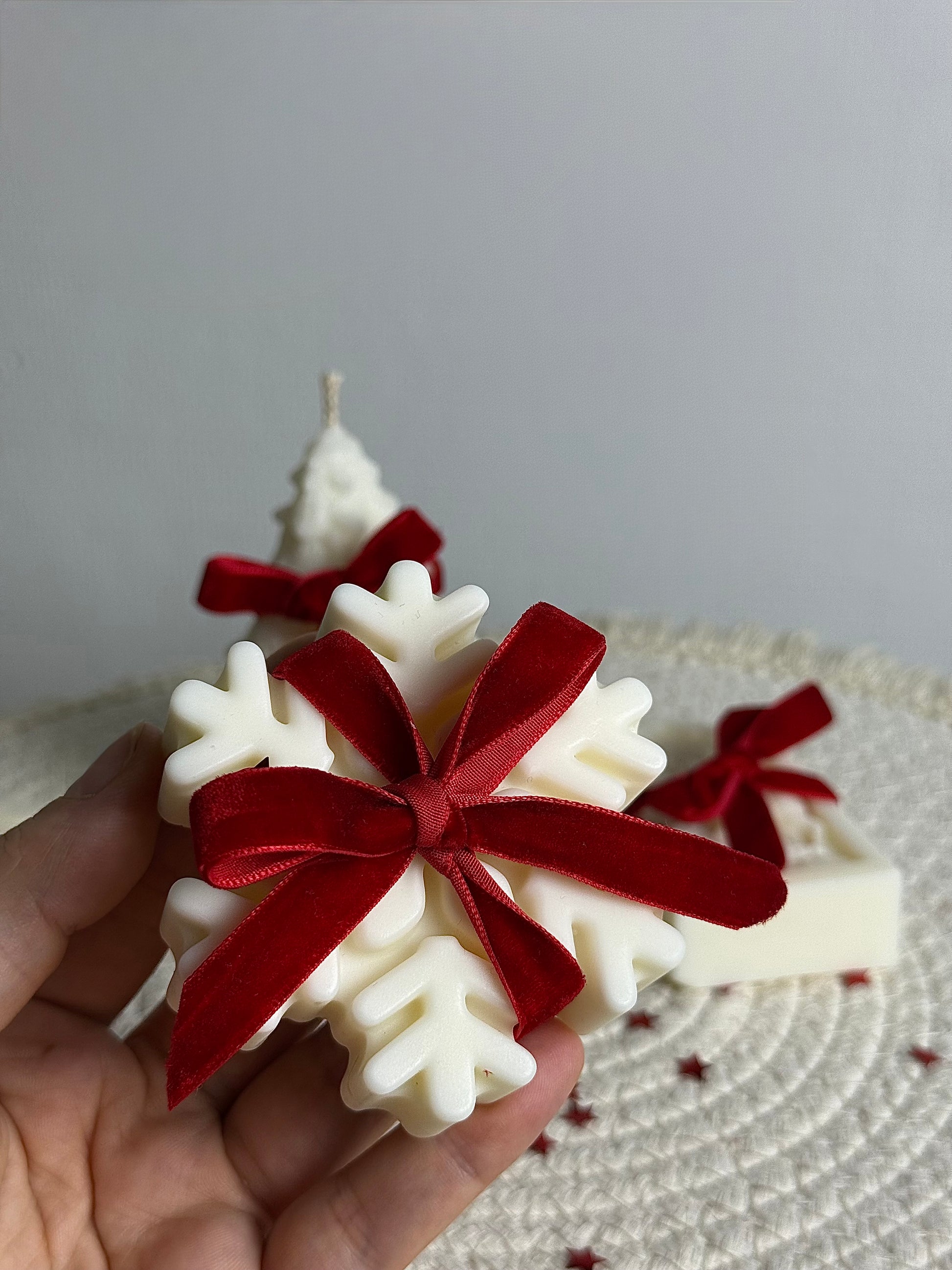Bougie en forme de flocon de neige Snowflake, cire de soja végétale