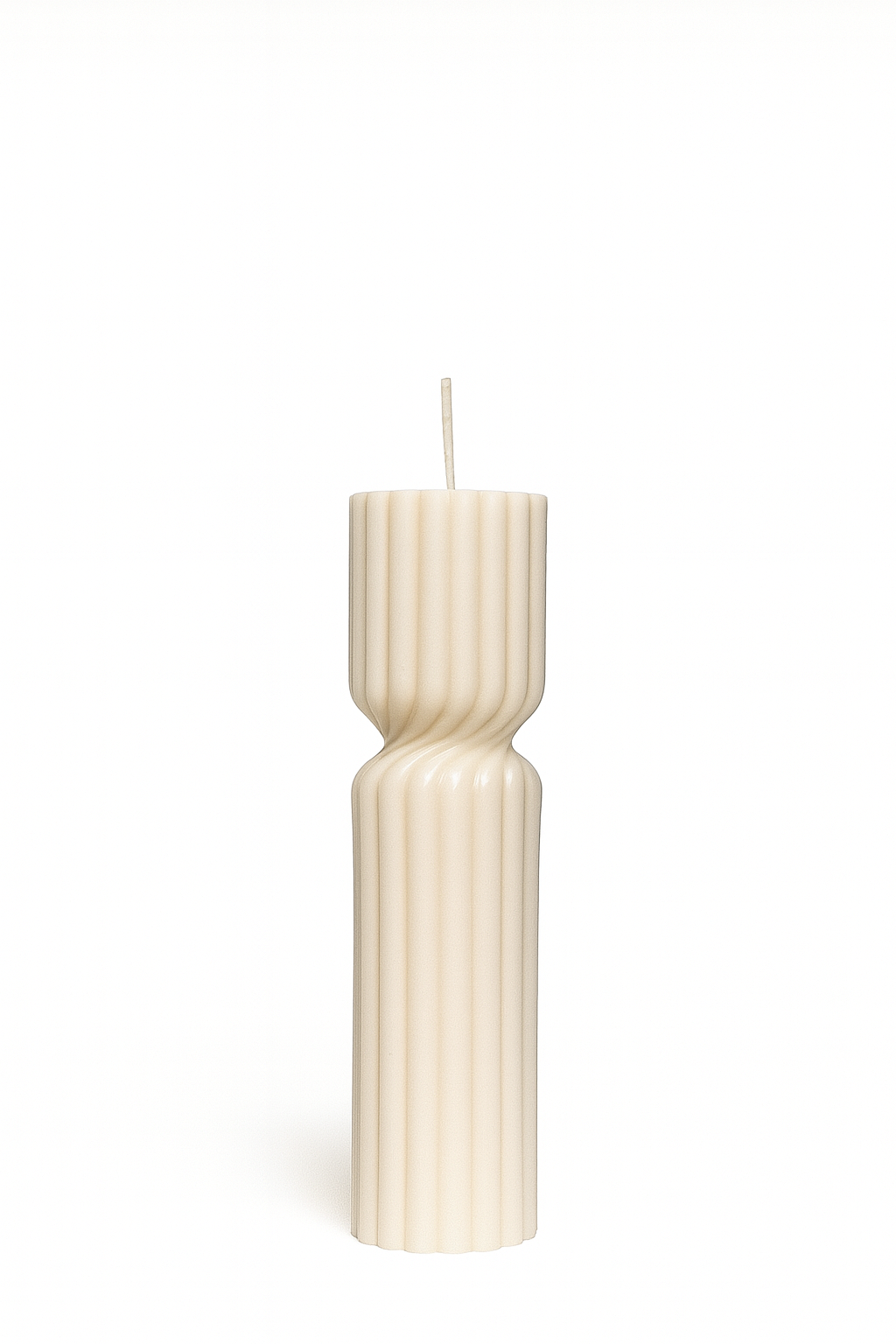 Bougie colonne Twist avec motif torsadé sculpté, cire de soja végétale